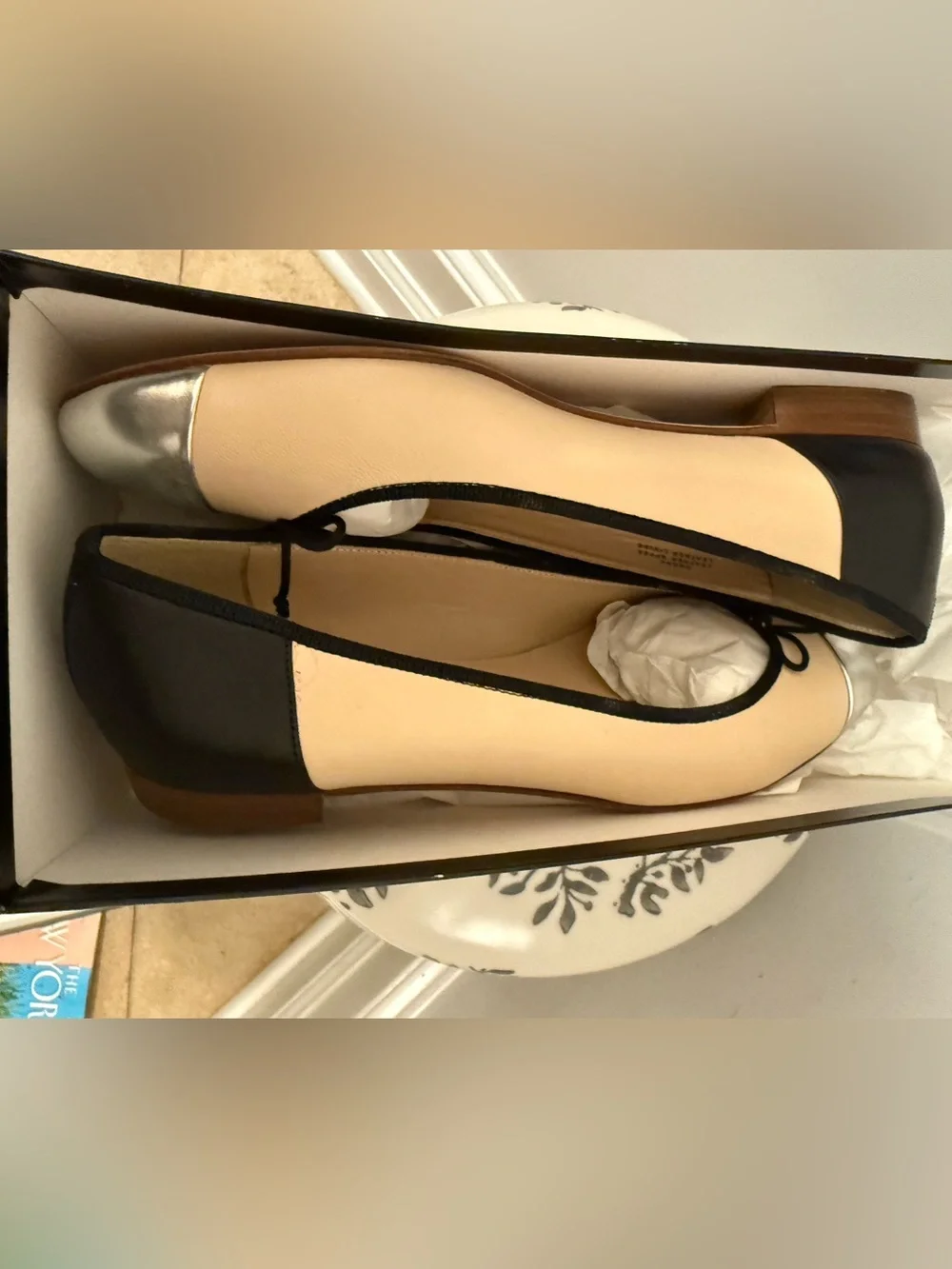 2013 NIB J.Crew Kiki Contrast Cap-Toe Ballet Flats - Italian Leather